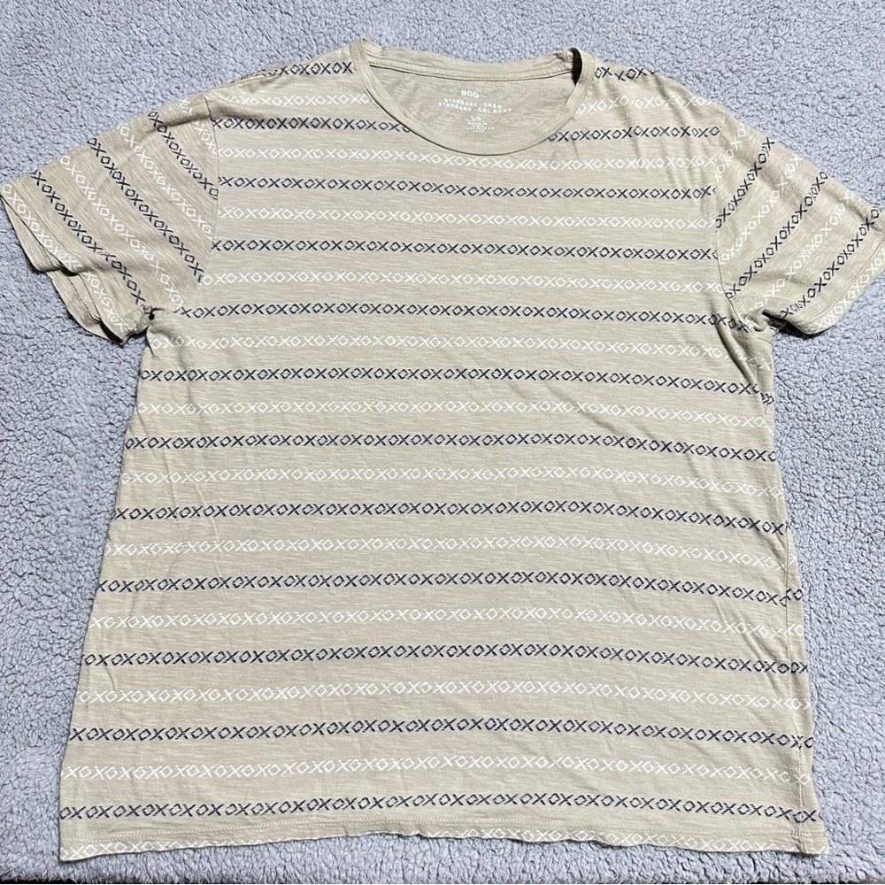 BDG Men’s Beige Tribal Print T-Shirt Size L Crew Neck Cotton Lightweight